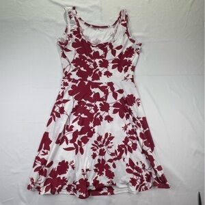 Floral Sleeveless Dress S Red burgundy wine flowy feminine party casual mini